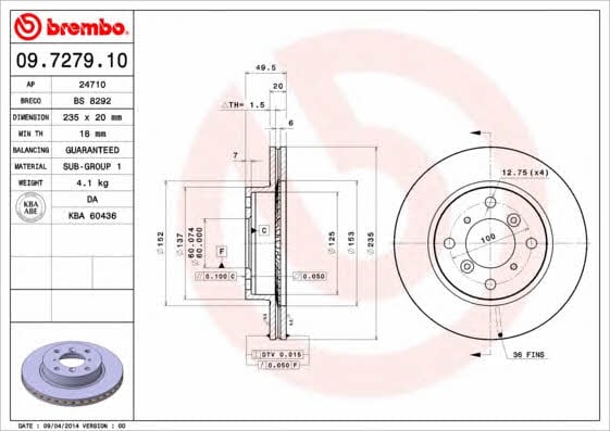 AP (Brembo) 24710 Brake disc 24710: Buy near me in Poland at 2407.PL - Good price!