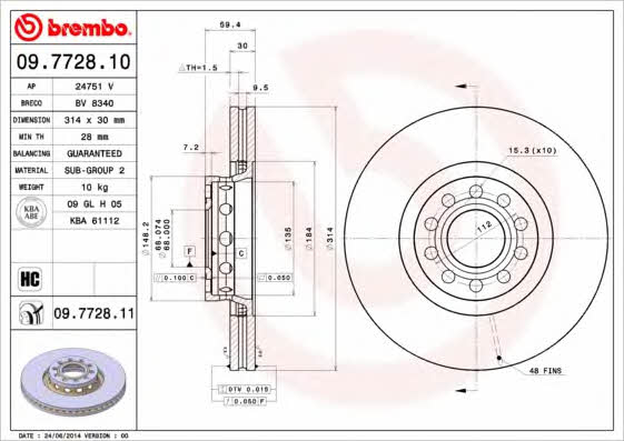 AP (Brembo) 24751 V Brake disc 24751V: Buy near me in Poland at 2407.PL - Good price!