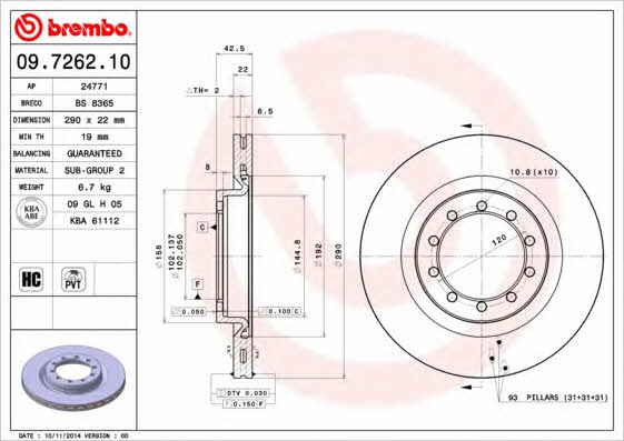 AP (Brembo) 24771 Brake disc 24771: Buy near me at 2407.PL in Poland at an Affordable price!