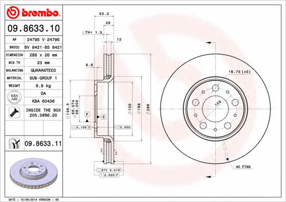AP (Brembo) 24795 Brake disc 24795: Buy near me at 2407.PL in Poland at an Affordable price!