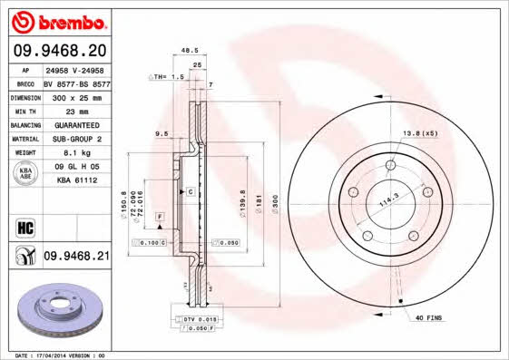 AP (Brembo) 24958 V Tarcza hamulcowa 24958V: Atrakcyjna cena w Polsce na 2407.PL - Zamów teraz!