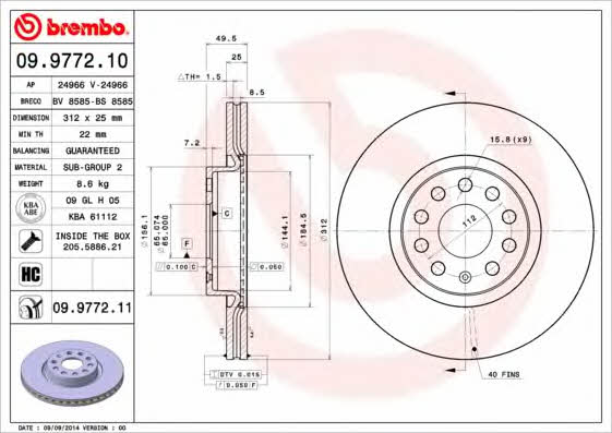 AP (Brembo) 24966 Brake disc 24966: Buy near me in Poland at 2407.PL - Good price!