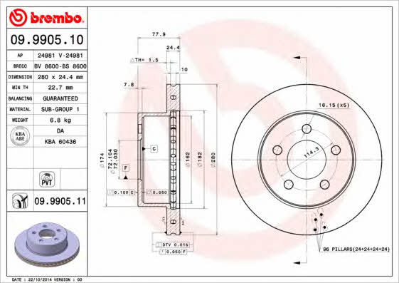 AP (Brembo) 24981 Brake disc 24981: Buy near me in Poland at 2407.PL - Good price!