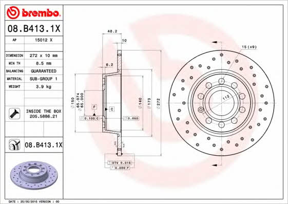 AP (Brembo) 15012 X Brake disc 15012X: Buy near me in Poland at 2407.PL - Good price!