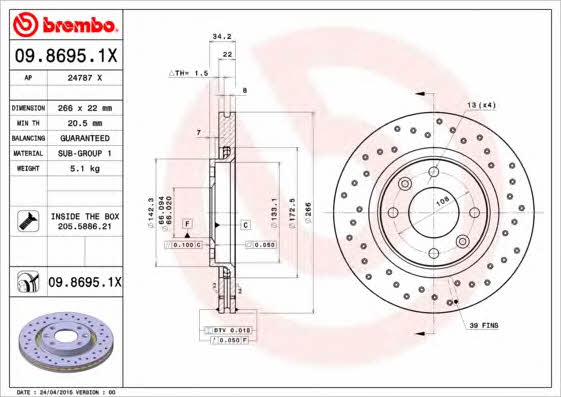AP (Brembo) 24787 X Brake disc 24787X: Buy near me in Poland at 2407.PL - Good price!