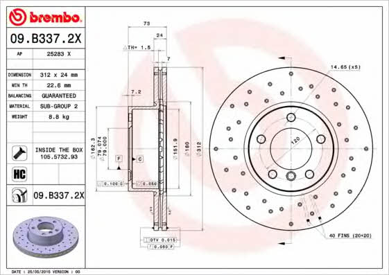 AP (Brembo) 25283 X Brake disc 25283X: Buy near me at 2407.PL in Poland at an Affordable price!