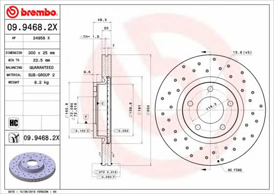 AP (Brembo) 24958 X Brake disc 24958X: Buy near me in Poland at 2407.PL - Good price!