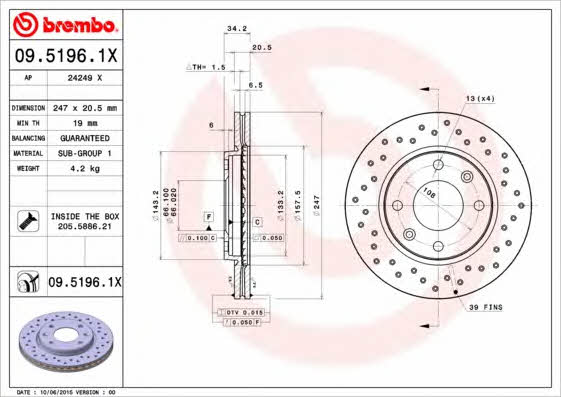 AP (Brembo) 24249 X Brake disc 24249X: Buy near me at 2407.PL in Poland at an Affordable price!