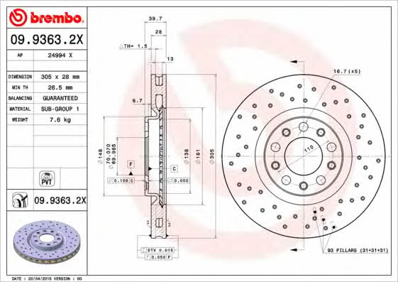 AP (Brembo) 24994 X Brake disc 24994X: Buy near me in Poland at 2407.PL - Good price!
