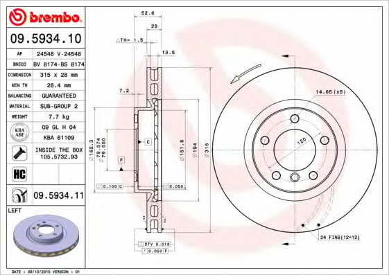 AP (Brembo) 24548 V Brake disc 24548V: Buy near me in Poland at 2407.PL - Good price!