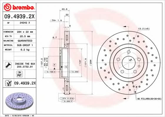 AP (Brembo) 24243 X Brake disc 24243X: Buy near me in Poland at 2407.PL - Good price!
