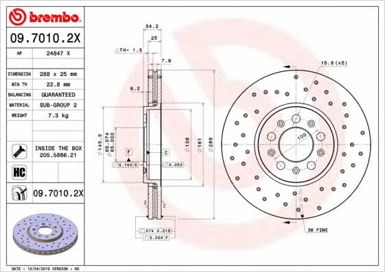AP (Brembo) 24847 X Brake disc 24847X: Buy near me in Poland at 2407.PL - Good price!