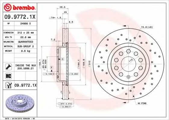 AP (Brembo) 24966 X Диск тормозной 24966X: Отличная цена - Купить в Польше на 2407.PL!