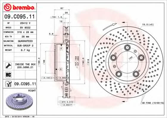 AP (Brembo) 25412 V Tarcza hamulcowa 25412V: Atrakcyjna cena w Polsce na 2407.PL - Zamów teraz!