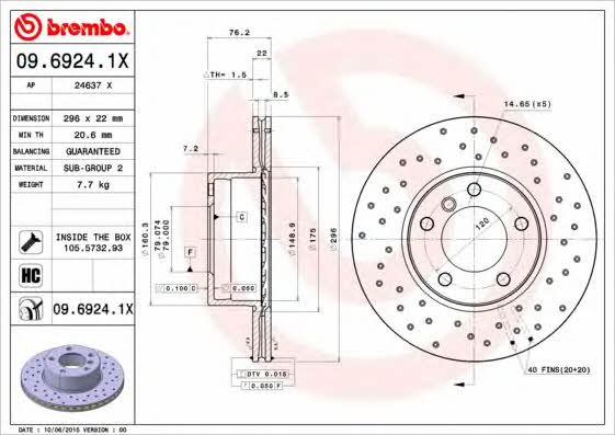 AP (Brembo) 24637 X Brake disc 24637X: Buy near me in Poland at 2407.PL - Good price!