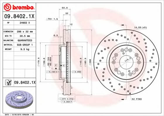 AP (Brembo) 24902 X Диск гальмівний 24902X: Приваблива ціна - Купити у Польщі на 2407.PL!