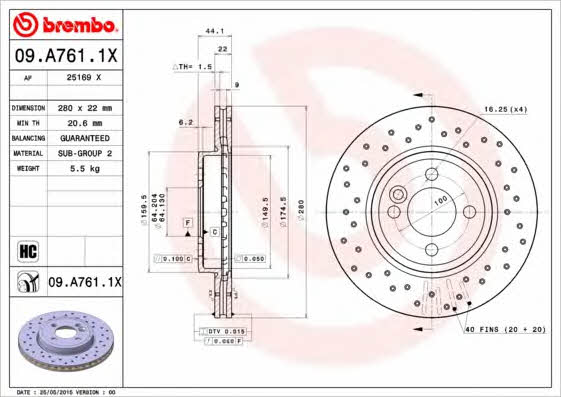 AP (Brembo) 25169 X Диск тормозной 25169X: Отличная цена - Купить в Польше на 2407.PL!