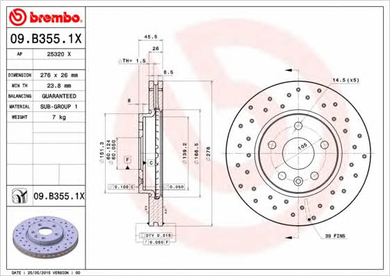AP (Brembo) 25320 X Brake disc 25320X: Buy near me in Poland at 2407.PL - Good price!