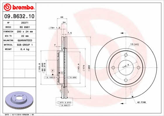 AP (Brembo) 25371 Brake disc 25371: Buy near me at 2407.PL in Poland at an Affordable price!