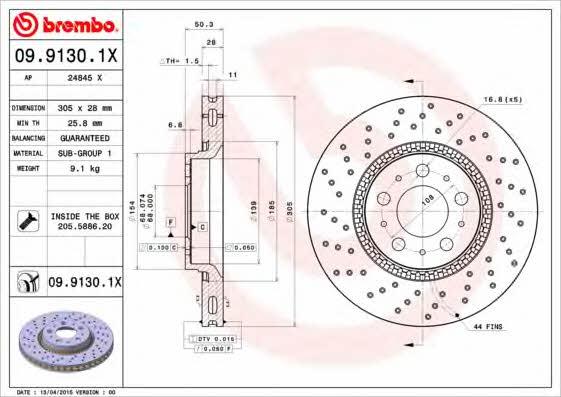 AP (Brembo) 24845 X Brake disc 24845X: Buy near me in Poland at 2407.PL - Good price!