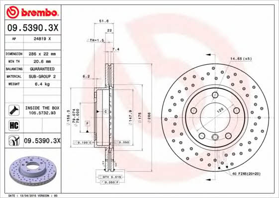 AP (Brembo) 24819 X Brake disc 24819X: Buy near me at 2407.PL in Poland at an Affordable price!