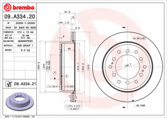 AP (Brembo) 25295 Brake disc 25295: Buy near me at 2407.PL in Poland at an Affordable price!