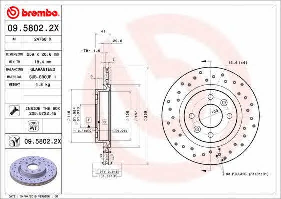 AP (Brembo) 24768 X Brake disc 24768X: Buy near me in Poland at 2407.PL - Good price!