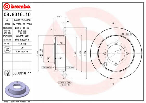 AP (Brembo) 14806 V Brake disc 14806V: Buy near me in Poland at 2407.PL - Good price!