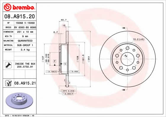 AP (Brembo) 15068 V Диск тормозной 15068V: Отличная цена - Купить в Польше на 2407.PL!