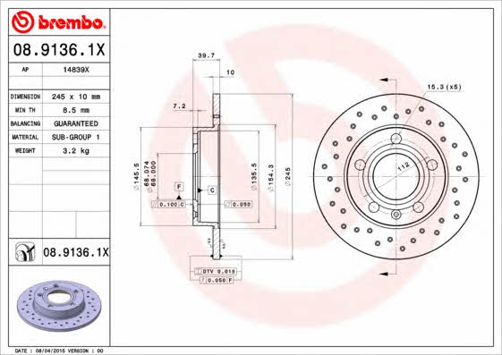 AP (Brembo) 14839 X Brake disc 14839X: Buy near me at 2407.PL in Poland at an Affordable price!