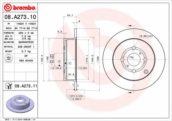 AP (Brembo) 14924 V Brake disc 14924V: Buy near me in Poland at 2407.PL - Good price!