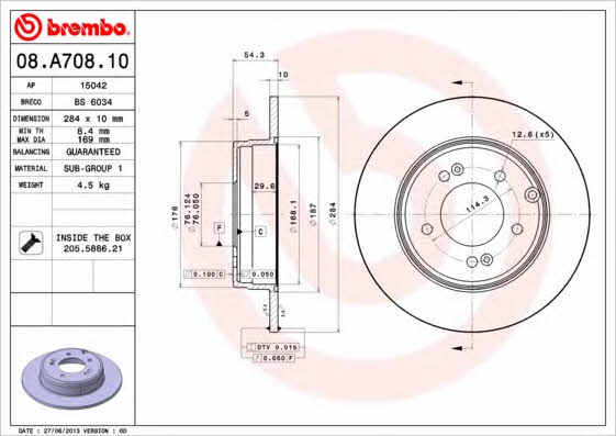 AP (Brembo) 15042 Brake disc 15042: Buy near me at 2407.PL in Poland at an Affordable price!