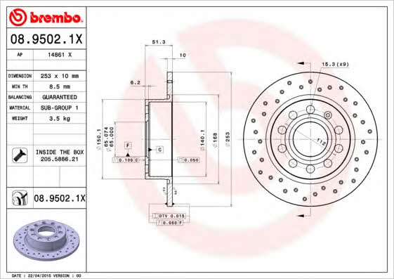 AP (Brembo) 14861 X Brake disc 14861X: Buy near me in Poland at 2407.PL - Good price!