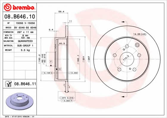 AP (Brembo) 15056 Brake disc 15056: Buy near me at 2407.PL in Poland at an Affordable price!