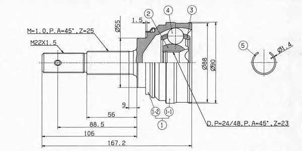 Ashuki NI-1A0 CV joint NI1A0: Buy near me in Poland at 2407.PL - Good price!