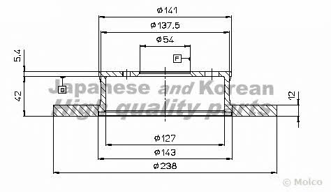 Ashuki T601-09 Диск гальмівний передній невентильований T60109: Приваблива ціна - Купити у Польщі на 2407.PL!