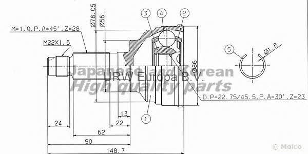 Ashuki MA-2N0I CV joint MA2N0I: Buy near me in Poland at 2407.PL - Good price!