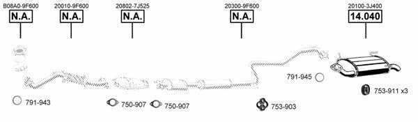  NI141430 Exhaust system NI141430: Buy near me in Poland at 2407.PL - Good price!