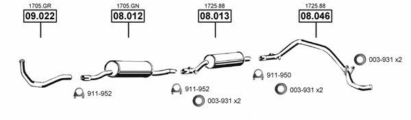 Asmet PE080555 Exhaust system PE080555: Buy near me in Poland at 2407.PL - Good price!