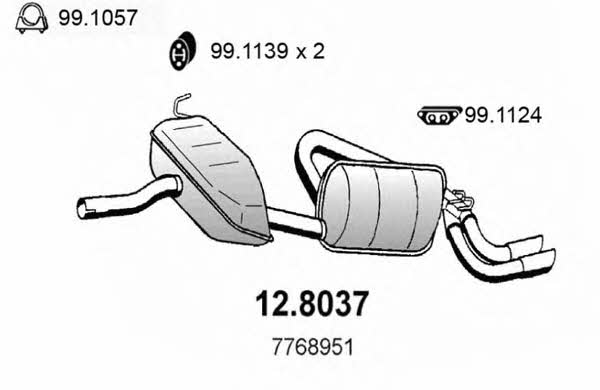 Asso 12.8037 Средний конечный глушитель ОГ 128037: Купить в Польше - Отличная цена на 2407.PL!