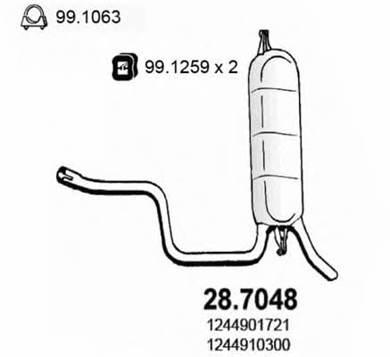 Asso 28.7048 Tłumik, część tylna 287048: Atrakcyjna cena w Polsce na 2407.PL - Zamów teraz!