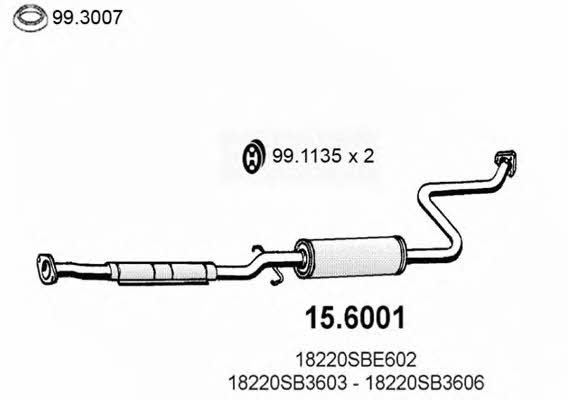  15.6001 Central silencer 156001: Buy near me in Poland at 2407.PL - Good price!