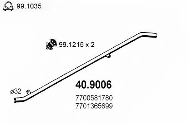  40.9006 Exhaust pipe 409006: Buy near me in Poland at 2407.PL - Good price!