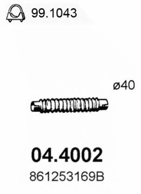 Asso 04.4002 Вихлопна труба 044002: Приваблива ціна - Купити у Польщі на 2407.PL!