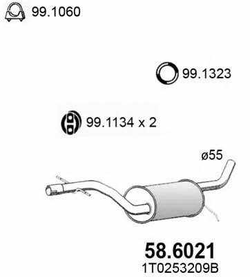 Asso 58.6021 Central silencer 586021: Buy near me in Poland at 2407.PL - Good price!