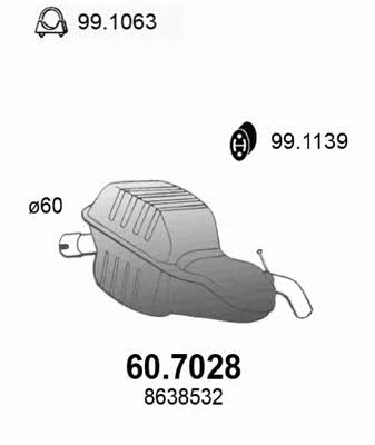 Asso 60.7028 Tłumik, część tylna 607028: Dobra cena w Polsce na 2407.PL - Kup Teraz!