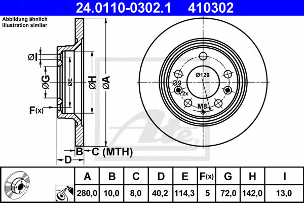 Ate Rear brake disc, non-ventilated – price 204 PLN