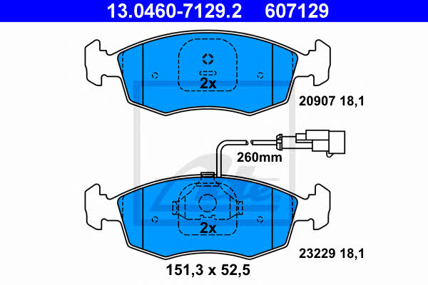 Ate 13.0460-7129.2 Brake Pad Set, disc brake 13046071292: Buy near me in Poland at 2407.PL - Good price!