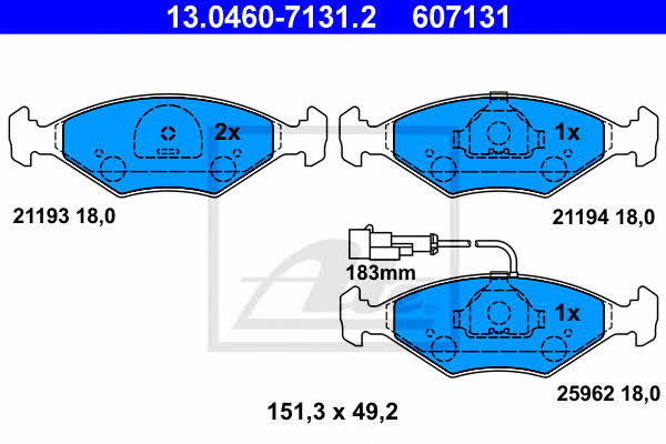 Ate 13.0460-7131.2 Brake Pad Set, disc brake 13046071312: Buy near me in Poland at 2407.PL - Good price!