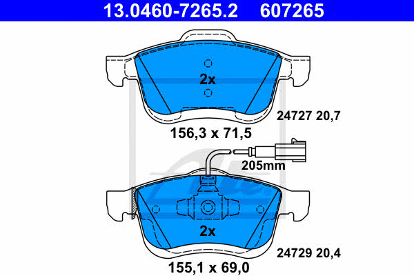 Ate 13.0460-7265.2 Brake Pad Set, disc brake 13046072652: Buy near me in Poland at 2407.PL - Good price!